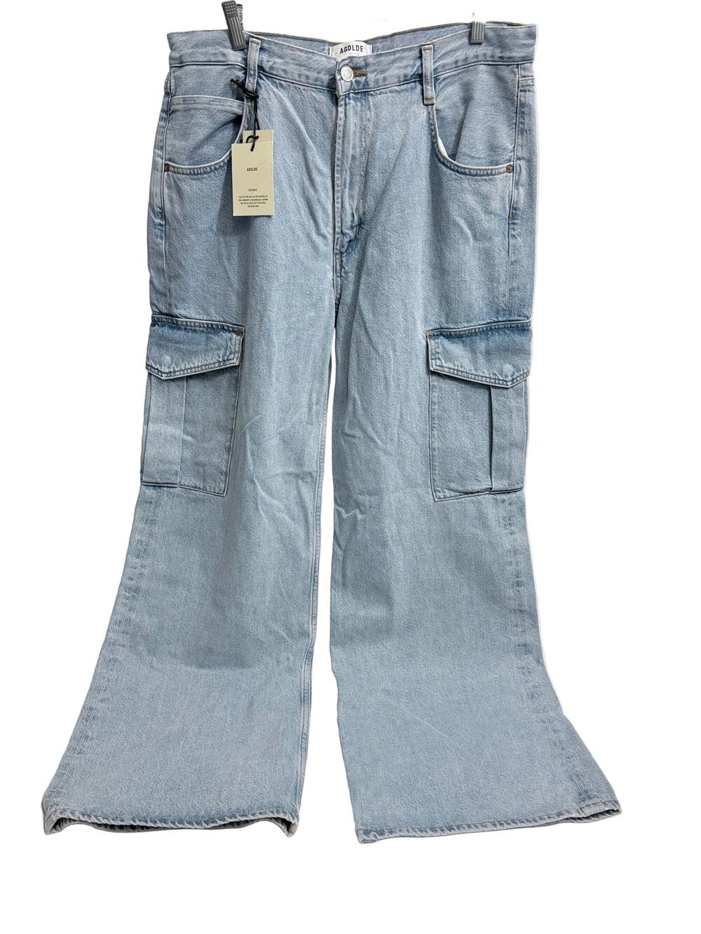 Agolde Los Angeles Minka Cargo wide leg blue jeans, NWT